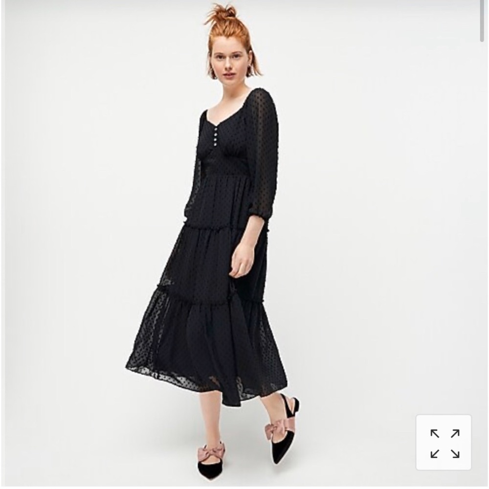 NWT Jcrew Tiered Midi Dress in Swiss dot, 6